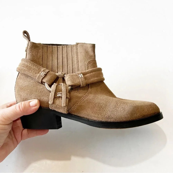 Diesel Harless Taupe Suede Western Ankle Boot Women’s Size 37 EU Coastal Cowgirl - Picture 13 of 14